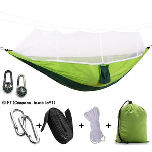 1-2 Person Portable Outdoor Camping Hammock with Mosquito Net High Strength Parachute