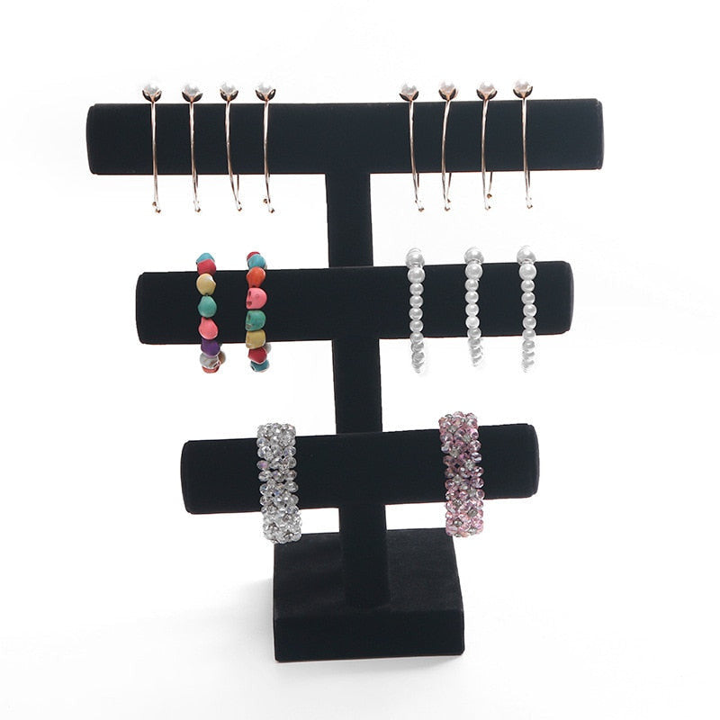 Bracelet Holder/3 Tier Natural Wood Round T-Bar Jewelry Display/Bracelet Holder diy/Bracelet jeweiry holder/bracelet display